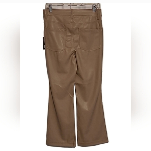 DKNY Women's Faux-Leather Cropped Ankle Pants in Mushroom Sz 6, NWT - Picture 4 of 8